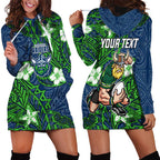 Personalised Canberra Raiders Hoodie Dress Polynesian Tribal Pattern With Rugby Viking Mascot Art
