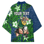 Personalised Canberra Raiders Kimono Polynesian Tribal Pattern With Rugby Viking Mascot Art