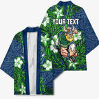 Personalised Canberra Raiders Kimono Polynesian Tribal Pattern With Rugby Viking Mascot Art