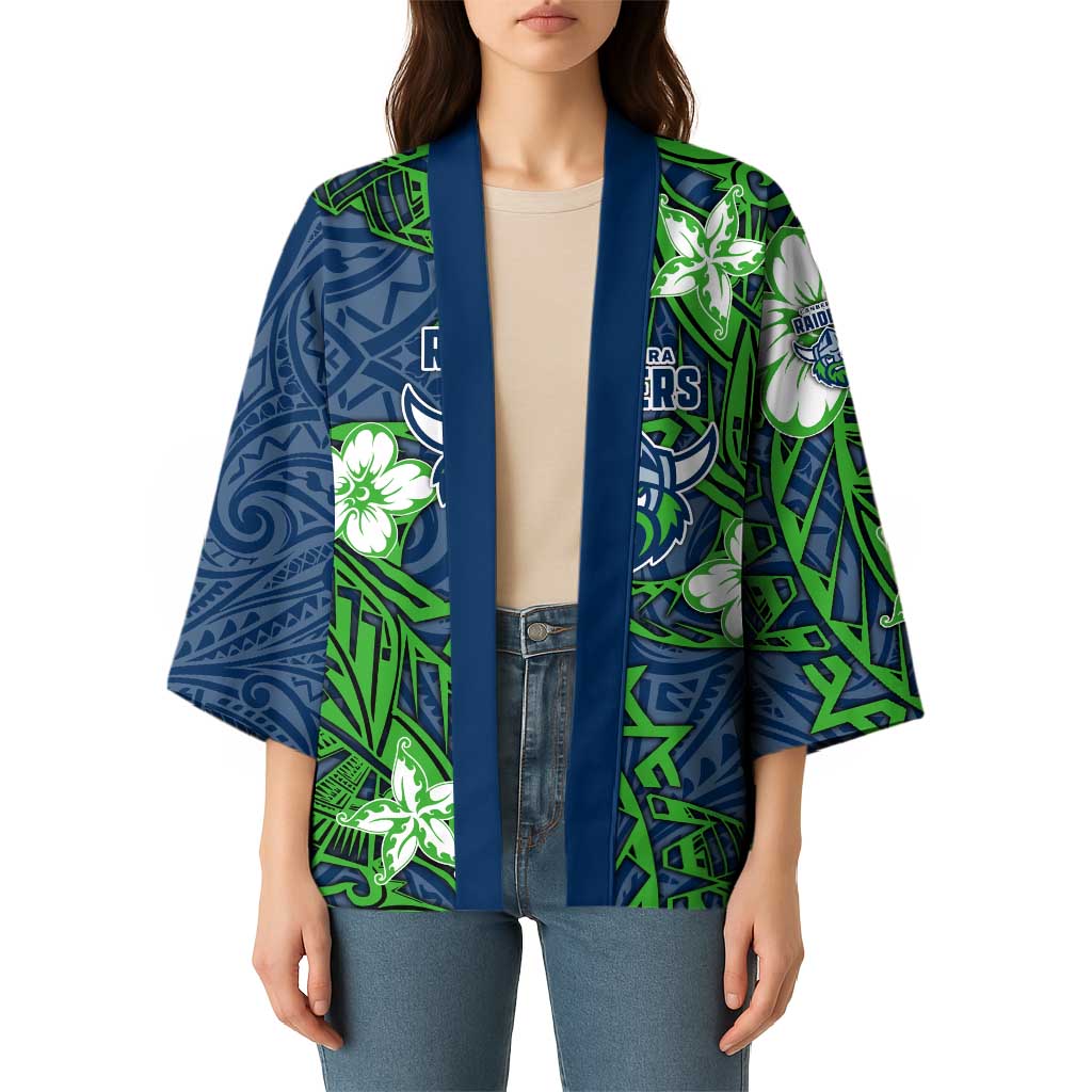 Personalised Canberra Raiders Kimono Polynesian Tribal Pattern With Rugby Viking Mascot Art
