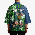 Personalised Canberra Raiders Kimono Polynesian Tribal Pattern With Rugby Viking Mascot Art