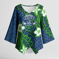 Personalised Canberra Raiders Kimono Sleeve Blouse Polynesian Tribal Pattern With Rugby Viking Mascot Art