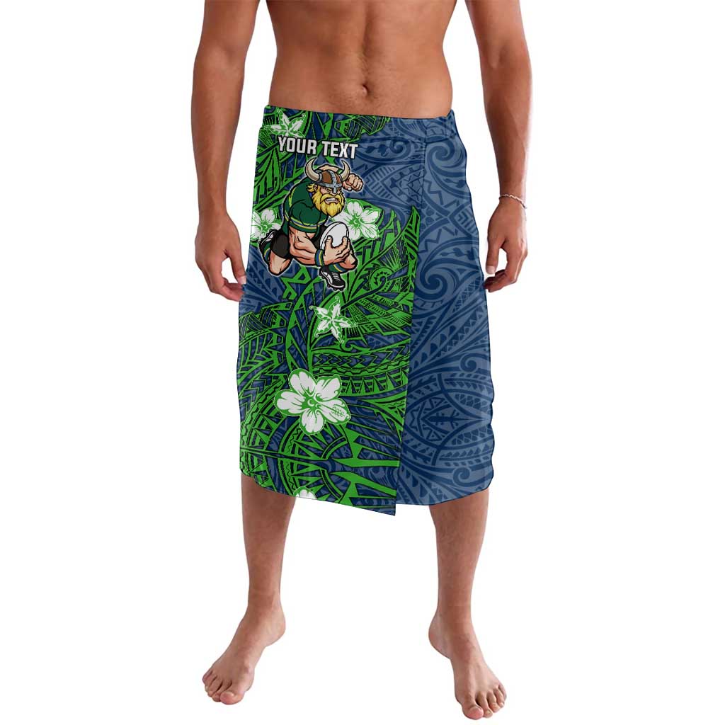 Personalised Canberra Raiders Lavalava Polynesian Tribal Pattern With Rugby Viking Mascot Art