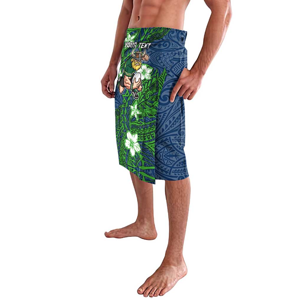 Personalised Canberra Raiders Lavalava Polynesian Tribal Pattern With Rugby Viking Mascot Art