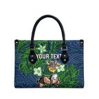 Personalised Canberra Raiders Leather Bag Polynesian Tribal Pattern With Rugby Viking Mascot Art