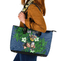 Personalised Canberra Raiders Leather Tote Bag Polynesian Tribal Pattern With Rugby Viking Mascot Art