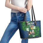 Personalised Canberra Raiders Leather Tote Bag Polynesian Tribal Pattern With Rugby Viking Mascot Art