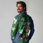 Personalised Canberra Raiders Long Sleeve Polo Shirt Polynesian Tribal Pattern With Rugby Viking Mascot Art