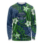 Personalised Canberra Raiders Long Sleeve Shirt Polynesian Tribal Pattern With Rugby Viking Mascot Art