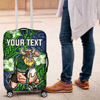 Personalised Canberra Raiders Luggage Cover Polynesian Tribal Pattern With Rugby Viking Mascot Art