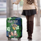 Personalised Canberra Raiders Luggage Cover Polynesian Tribal Pattern With Rugby Viking Mascot Art