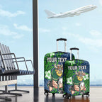 Personalised Canberra Raiders Luggage Cover Polynesian Tribal Pattern With Rugby Viking Mascot Art