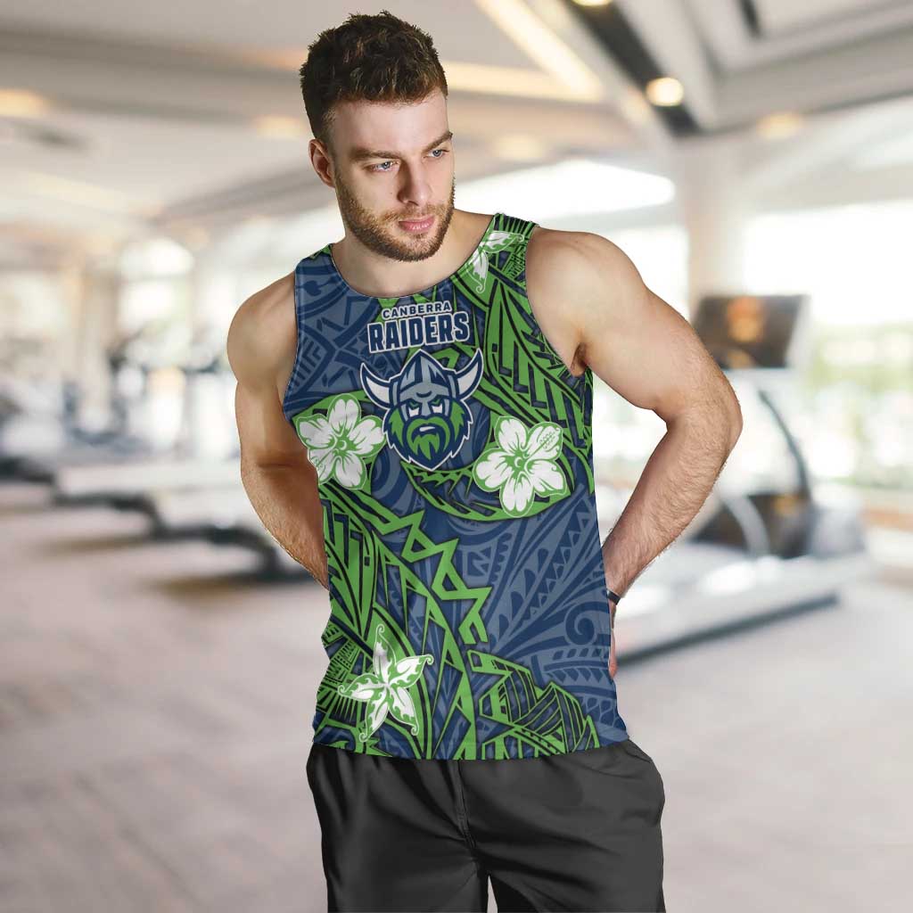 Personalised Canberra Raiders Men Tank Top Polynesian Tribal Pattern With Rugby Viking Mascot Art