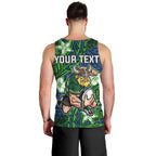 Personalised Canberra Raiders Men Tank Top Polynesian Tribal Pattern With Rugby Viking Mascot Art