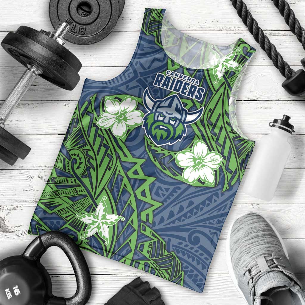 Personalised Canberra Raiders Men Tank Top Polynesian Tribal Pattern With Rugby Viking Mascot Art