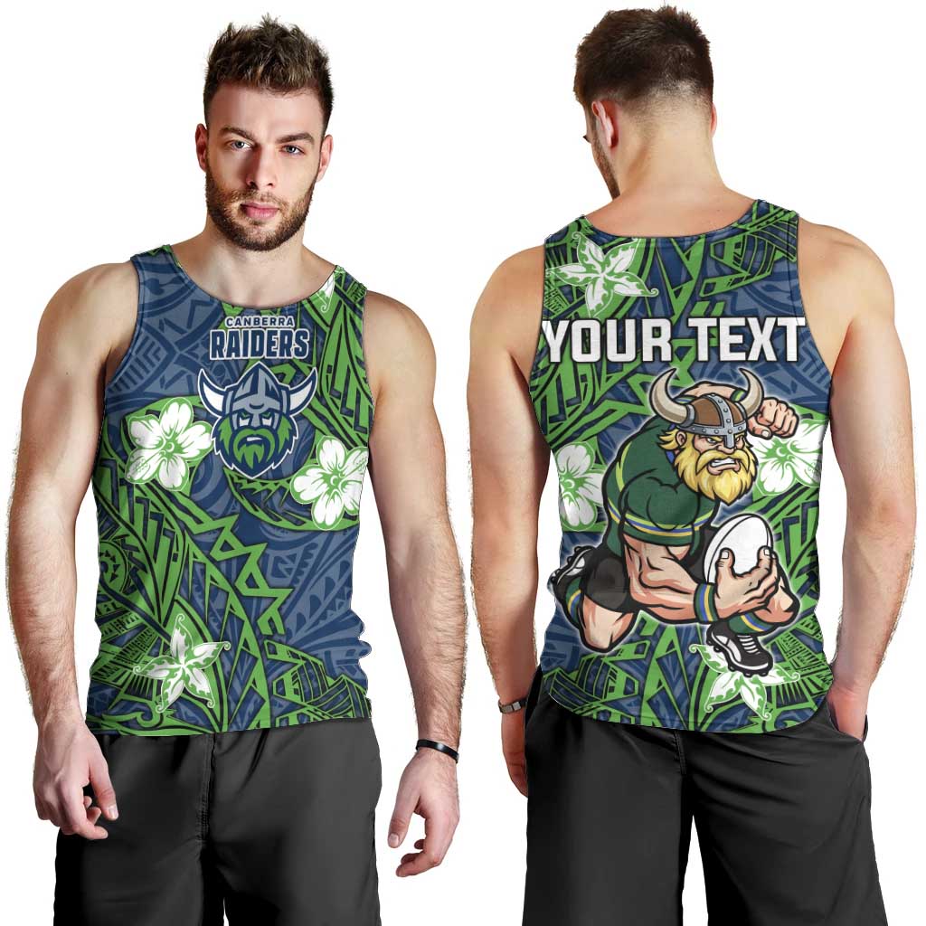 Personalised Canberra Raiders Men Tank Top Polynesian Tribal Pattern With Rugby Viking Mascot Art