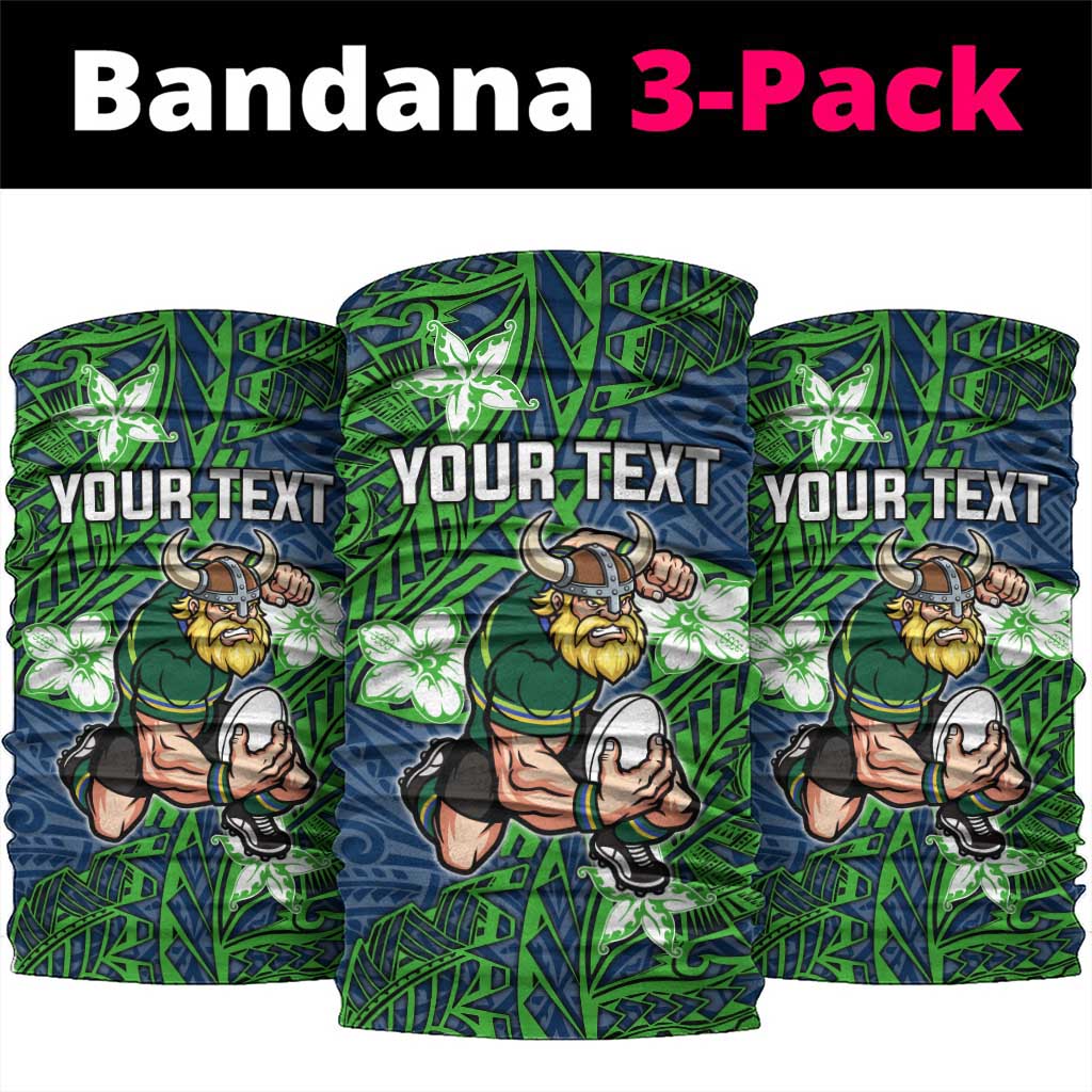 Personalised Canberra Raiders Neck Gaiter Polynesian Tribal Pattern With Rugby Viking Mascot Art
