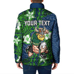 Personalised Canberra Raiders Padded Jacket Polynesian Tribal Pattern With Rugby Viking Mascot Art