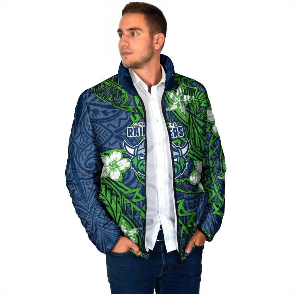 Personalised Canberra Raiders Padded Jacket Polynesian Tribal Pattern With Rugby Viking Mascot Art