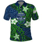 Personalised Canberra Raiders Polo Shirt Polynesian Tribal Pattern With Rugby Viking Mascot Art