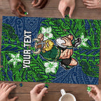 Personalised Canberra Raiders Puzzle Polynesian Tribal Pattern With Rugby Viking Mascot Art