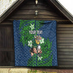 Personalised Canberra Raiders Quilt Polynesian Tribal Pattern With Rugby Viking Mascot Art