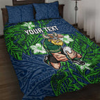 Personalised Canberra Raiders Quilt Bed Set Polynesian Tribal Pattern With Rugby Viking Mascot Art