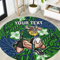 Personalised Canberra Raiders Round Carpet Polynesian Tribal Pattern With Rugby Viking Mascot Art
