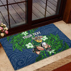 Personalised Canberra Raiders Rubber Doormat Polynesian Tribal Pattern With Rugby Viking Mascot Art