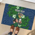 Personalised Canberra Raiders Rubber Doormat Polynesian Tribal Pattern With Rugby Viking Mascot Art