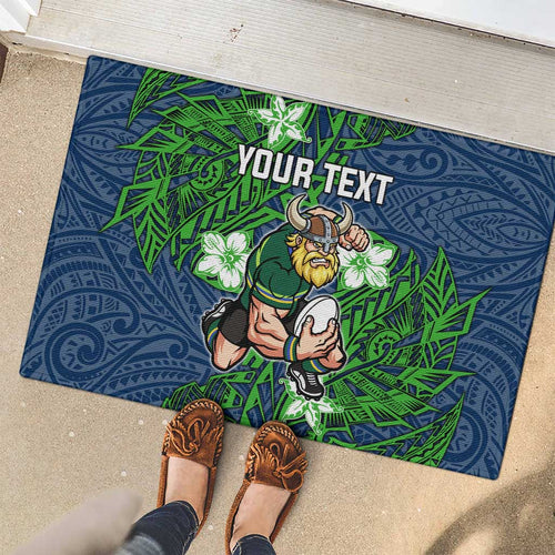 Personalised Canberra Raiders Rubber Doormat Polynesian Tribal Pattern With Rugby Viking Mascot Art