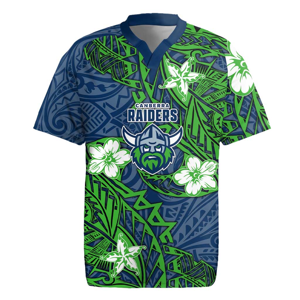 Personalised Canberra Raiders Rugby Jersey Polynesian Tribal Pattern With Rugby Viking Mascot Art