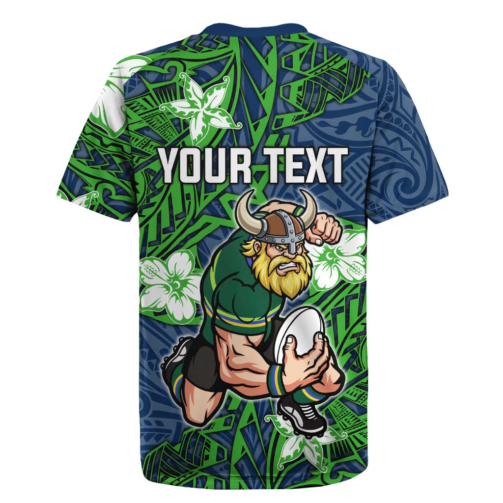 Personalised Canberra Raiders Rugby Jersey Polynesian Tribal Pattern With Rugby Viking Mascot Art