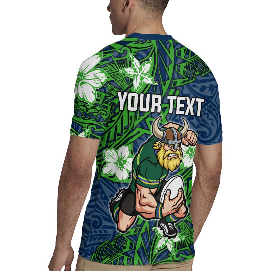 Personalised Canberra Raiders Rugby Jersey Polynesian Tribal Pattern With Rugby Viking Mascot Art