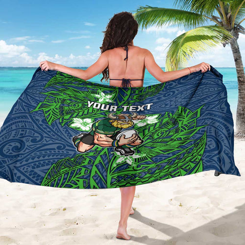 Personalised Canberra Raiders Sarong Polynesian Tribal Pattern With Rugby Viking Mascot Art
