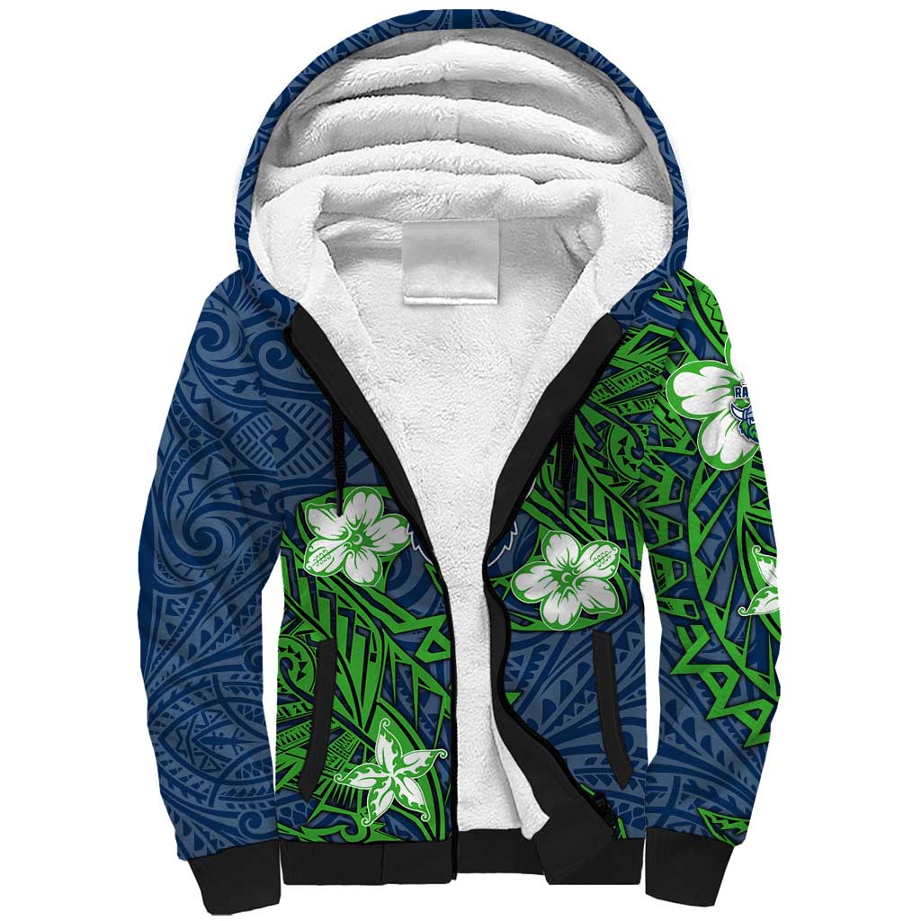 Personalised Canberra Raiders Sherpa Hoodie Polynesian Tribal Pattern With Rugby Viking Mascot Art