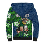 Personalised Canberra Raiders Sherpa Hoodie Polynesian Tribal Pattern With Rugby Viking Mascot Art