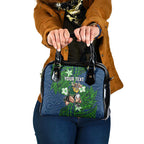 Personalised Canberra Raiders Shoulder Handbag Polynesian Tribal Pattern With Rugby Viking Mascot Art