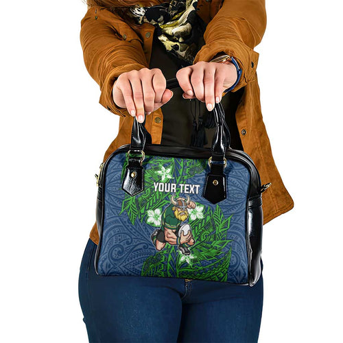 Personalised Canberra Raiders Shoulder Handbag Polynesian Tribal Pattern With Rugby Viking Mascot Art