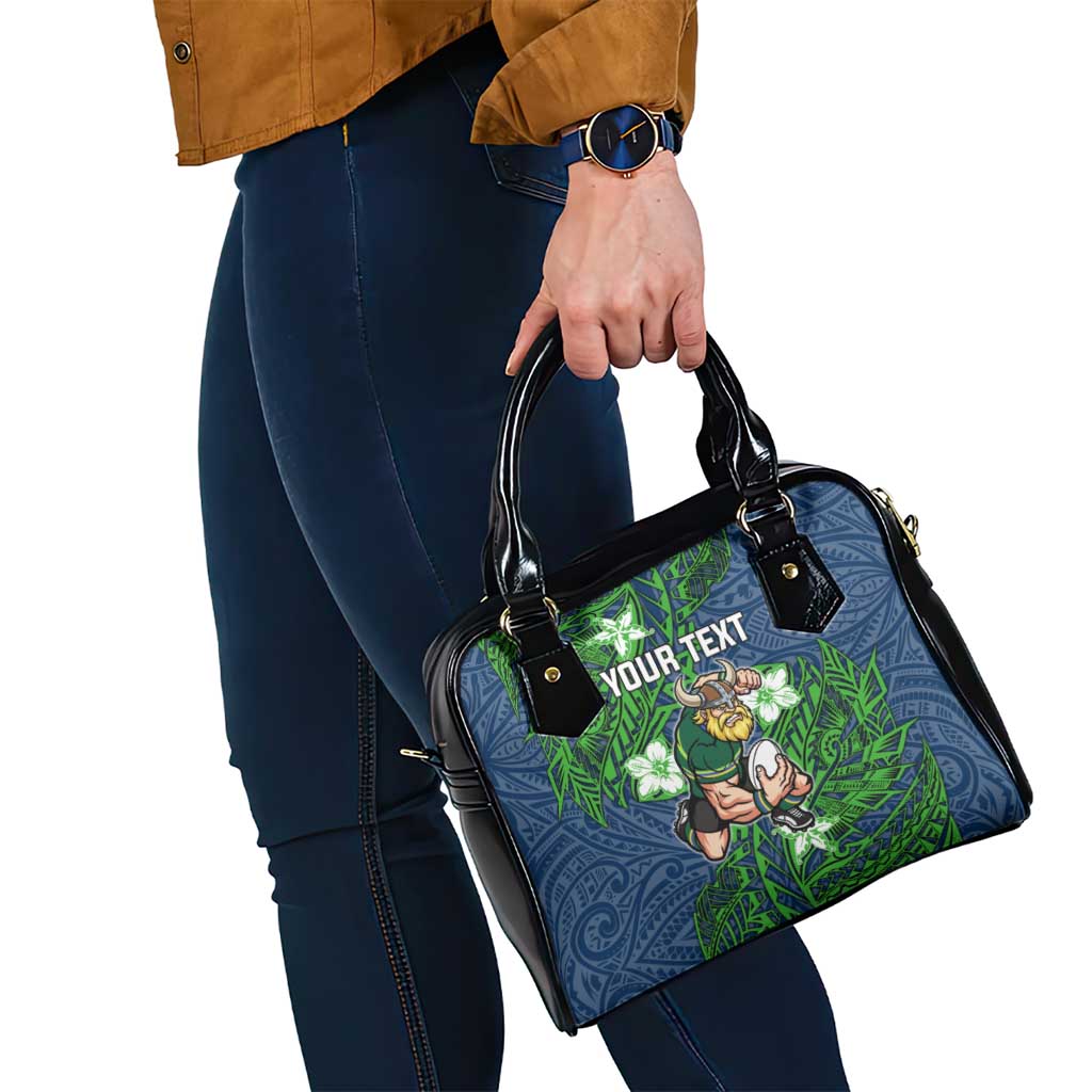 Personalised Canberra Raiders Shoulder Handbag Polynesian Tribal Pattern With Rugby Viking Mascot Art