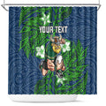 Personalised Canberra Raiders Shower Curtain Polynesian Tribal Pattern With Rugby Viking Mascot Art