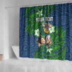 Personalised Canberra Raiders Shower Curtain Polynesian Tribal Pattern With Rugby Viking Mascot Art