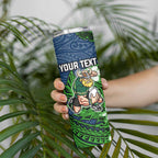 Personalised Canberra Raiders Skinny Tumbler Polynesian Tribal Pattern With Rugby Viking Mascot Art