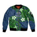 Personalised Canberra Raiders Sleeve Zip Bomber Jacket Polynesian Tribal Pattern With Rugby Viking Mascot Art