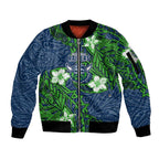 Personalised Canberra Raiders Sleeve Zip Bomber Jacket Polynesian Tribal Pattern With Rugby Viking Mascot Art