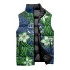 Personalised Canberra Raiders Sleeveless Puffer Jacket Polynesian Tribal Pattern With Rugby Viking Mascot Art