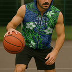 Personalised Canberra Raiders Sleeveless Zip Hoodie Polynesian Tribal Pattern With Rugby Viking Mascot Art