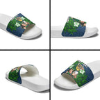 Personalised Canberra Raiders Slide Sandals Polynesian Tribal Pattern With Rugby Viking Mascot Art