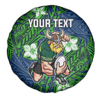 Personalised Canberra Raiders Spare Tire Cover Polynesian Tribal Pattern With Rugby Viking Mascot Art