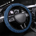 Canberra Raiders Steering Wheel Cover Polynesian Tribal Pattern With Rugby Viking Mascot Art